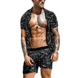 Men Clothes Set Summer Mens Punk Rock Party Suit Mens Club Beach Track Suits 2021 Boardshorts + Casual Print Shirts 2 Pcs Sets