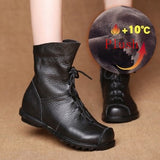 JIANBUDAN/ Genuine Leather Plush Women's Short Boots