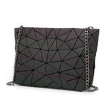 Luminous Hologram Geometry Tote Quilted Shoulder Crossbody Handbag for Women