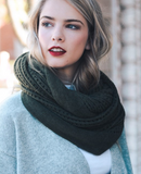Olive Grid Design Infinity Scarf