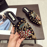 SWYIYV Woman Flats Shoes Rhinestone Cherry Spring