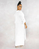 High Quality Loose Casual Solid Color Women'S Lapel Long Shirt Dress
