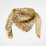 Gold Chevron Silk Scarf Bandana Scarf Silk Square