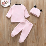 3Pcs Pink Kawaii Winter Warm Newborn Baby Girl And Boy