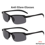 2pcs Anti-Glare Night Vision Half Frame Polarized Sunglasses for Driving UV400