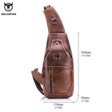 BULLCAPTAIN  Leather Messenger Bags Men's Casual Bag for Men Chest Bag Brand Designer Multi-Function Headphone Jack Chest Pack