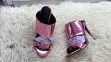 Rose Gold Patent Leather Platform Sandals Summer Slim Snake Pattern Dress Heels Ladies