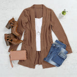 Brushed Melange Open Front Cardigan