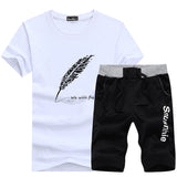 Fashion Shorts Set Men 2020 Summer 2pc Tracksuit Short SweatShirt + Shorts Sets Beach Mens Casual Tee Shirts Set Sportswears