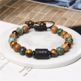 12 Constellation Bracelets Turquoise Beads Vintage Handmade Weave Black Rope
