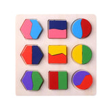 Montessori Educational Wooden Puzzles for Baby Learn to Count Function with Matching Geometric Figures