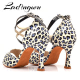 Ladingwu New Brand Dance Shoes Latin Women Leopard