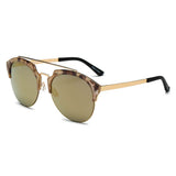 COROLLA | CA15 - Half Frame Mirrored Lens Horned Rim Sunglasses Circle