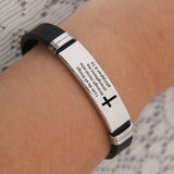 Cross Bible Christian Men Bracelet Adjustable Length Silicone Bangles