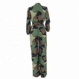New Winter and Fall Loose Camouflage Long Sleeve Jumpsuit for Women