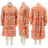 GQ3134 Plus Size Fall Women Clothing Printed Shirt Dress New Plus Sizes Women Clothing Casual Plus Size Women Clothing