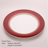 Ceramics Flat Plate Bone China Cup Saucer Set Red Platter Tableware European Style Western Dinner Dishes Coffee Cup Set 1pcs