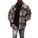 Winter Stylish Digital Printed Geometric Pattern  Aztec Style Jacket Coat for Men