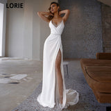 LORIE White Mermaid Wedding Dresses Soft Satin Beach Bridal Gowns