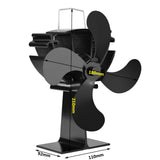 4 Blade Heating Furnace Fan Quiet Fireplace Fan