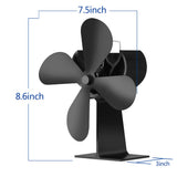 4 Blades Heat Powered Wood Stove Fan 203CFM Eco