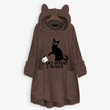 Womail Hoodie Sweatshirt Womens winter Fleece Cat Ear Long Pocket loose Casual Hooded Feminine Oversize Sweatshirt Plus Size