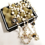 Mimiyagu Long Simulated Pearl Necklace for Women No.5 Double Layer