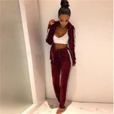 Fall 2021 Women Clothes Custom 2pc Lounge Jogger and Hoodie Set Casual Solid Velvet Two Piece Sets