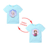 Kids Girls T shirts Summer Elsa Sequins For Spiderman T shirt Face Change Boys T Shirts New Children Tops Shirt Clothes 2-8Yrs