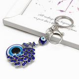 Evil Eye Metal Charm Key Chain15 Different Animal Styles Fashion Blue Pattern Tassel Pendant Key Ring for Men Women Jewelry