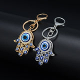 Evil Eye Fashion Alloy Hassam Shape Charm Car Keychain Jewelry Pendant With BULE EVIL EYE BEAD  EY4742