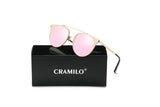 FRISCO | A18 - Modern Horn Rimmed Metal Frame Round Sunglasses