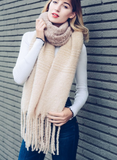 Super Soft Blush Ombre Knit Tassel Scarf