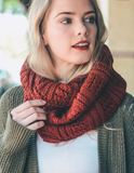 Red Ribbed Knit Infinity Scarf