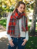 Red, Black & White Classic Plaid Blanket Scarf