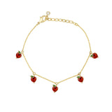 HOT 18k Real Gold Plated Colorful Zircon Cherry Peach Tropical Fruit Anklet for Women