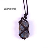 Natural Crystal Quartz Necklace Pocket Pendant with Weave Rope Net