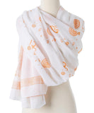 Om Shanti Meditation Yoga Prayer Paisley Design Cotton Shawl