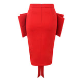 A2830 New Design Red Mini Bow Design Two Piece Skirt Set Girls Dress Sets Women