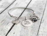 Dog mom - Hand stamped bracelet - Dog mom jewelry