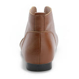 V Neck Concise Monk Shoes Women's Genuine Leather Ankle Boots Slip on