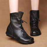 JIANBUDAN/ Genuine Leather Plush Women's Short Boots