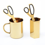 Dokibook Golden Brass School Scissors Asymmetric Scissors Minimalist Design Office Household Scissors Kawaii Korean Stationery