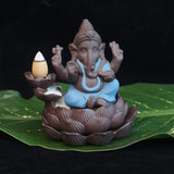Creative Environmental Home Office Decor the Little Monk Censer India Lord Ganesha Ack-Flow Ceramic Incense Burner