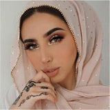 New Product Diamond Chiffon Women Long Hijab Scarf Muslim Lady Hijab Caps Islam Clothing Turkish Turban Shawl Headscarves