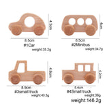 1pc Baby Toys Wooden Car BPA Free Beech Wood Teether Cartoon Organic Wooden Car Montessori Toys for Children Teething Nurse Gift