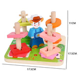 Montessori Graphic Wooden Animal Shape Puzzles for Kids Education