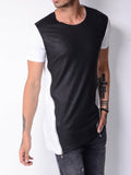 White Zip T-shirt with Black Leather Look Panel 4651
