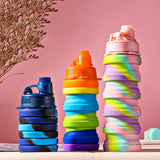 Portable Collapsible Silicone Water Bottle With Lid Camouflage