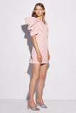 A3453 Pink Puff Sleeve Mini Dress Stylish Fashion Office Lady Dress Wholesale Moq 1pcs